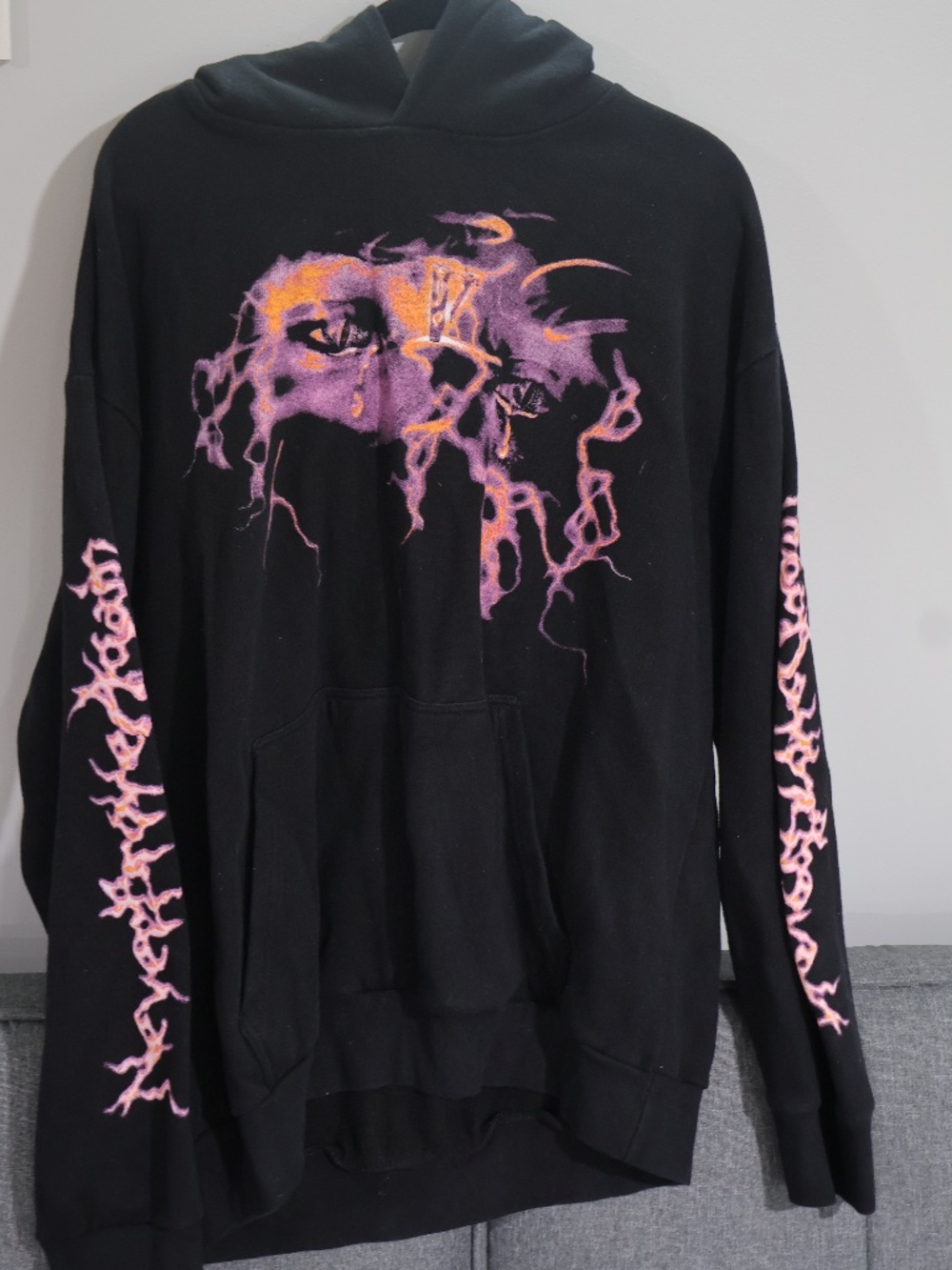 VLONE Skully Purple Flame Hoodie Black Purple Skull Graphic Men's XL